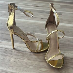 Liliana Metallic Gold Strappy High Heel Sandals